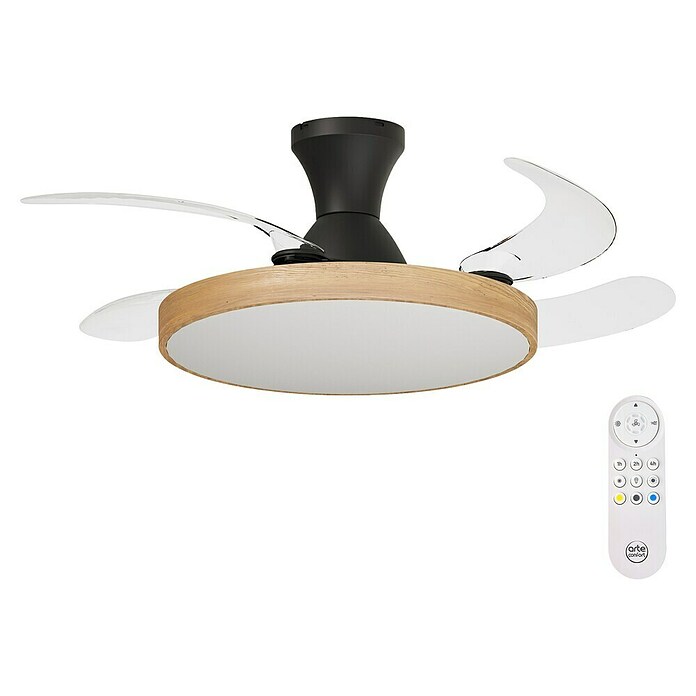 Arte confort Ventilador de techo Palma (Madera/Negro, 107 cm, 25 W, Blanco cálido) | BAUHAUS