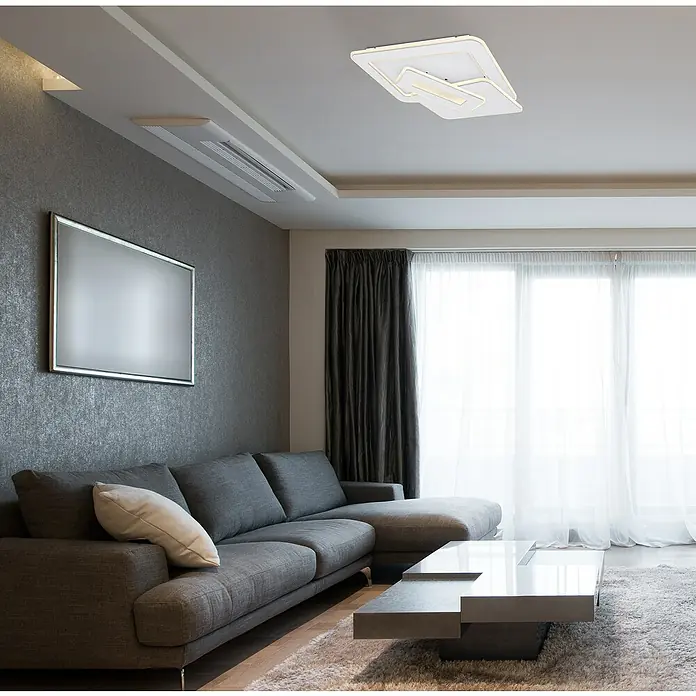 Globo LED-Deckenleuchte Kique - 50 W, Weiß, Mehrfarbig, L x B x H: 49 x 48,5 x 6,8 cm - Moderne Deckenleuchte mit geometrischem Design, die jedem Raum einen Hauch von Eleganz verleiht. Ideal für Wohnzimmer oder Schlafzimmer.