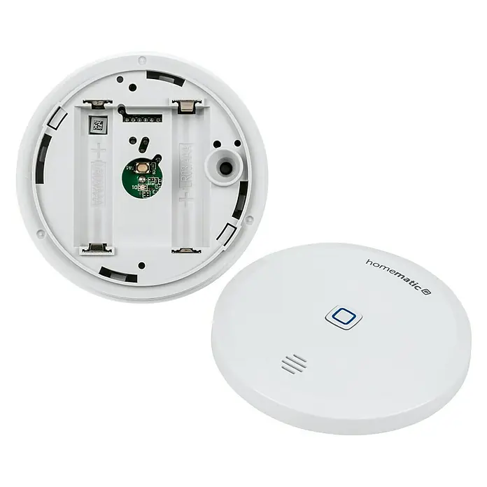 Homematic IP Wassersensor HmIP-SWD - Weiß, Ø x H: 8 x 3 cm, Batteriebetrieben - Homematic IP Rauchmelder mit abnehmbarer Abdeckung und Batteriefach für einfache Installation und Wartung.