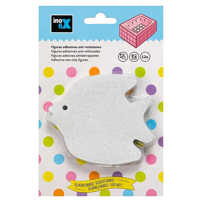 Inofix Antideslizante para bañera Pez - Blanco, 12 ud. - Paquete de adhesivos antideslizantes en forma de pez para bañera o ducha, 12 unidades.