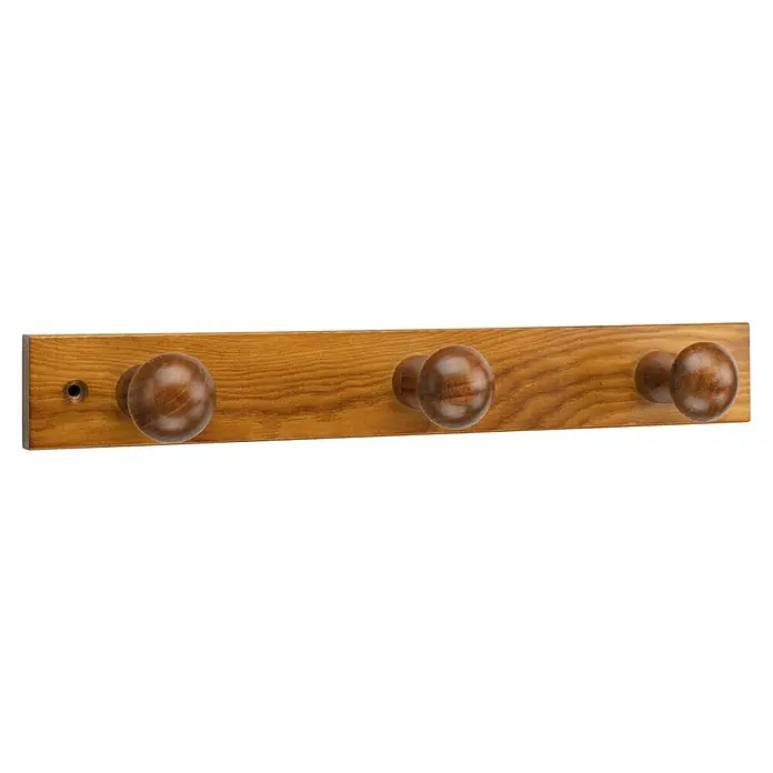 Inofix Perchero 3773 - L x An x Al: 36 x 5 x 71 cm, Madera, Miel - Un perchero de madera con tres pomos redondos, ideal para colgar chaquetas, sombreros y más. Perfecto para el vestíbulo o dormitorio.