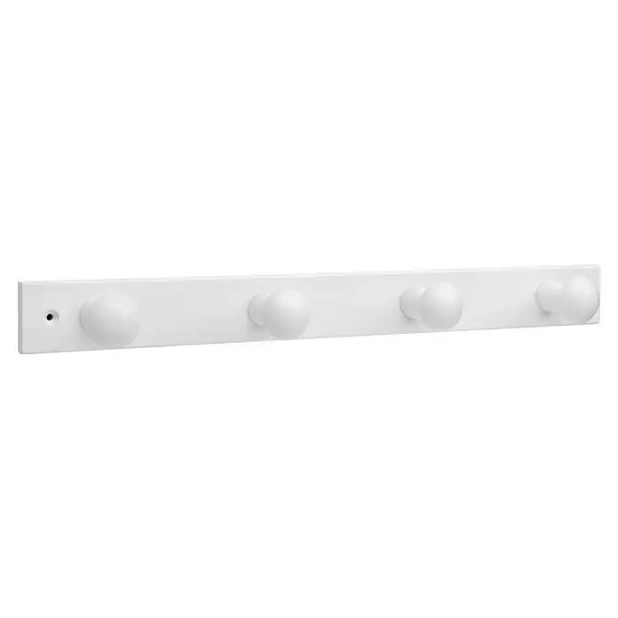 Inofix Perchero 3774 - L x An x Al: 488 x 5 x 71 cm, Madera, Blanco - Perchero blanco con cuatro ganchos redondos para guardar con estilo chaquetas y accesorios.