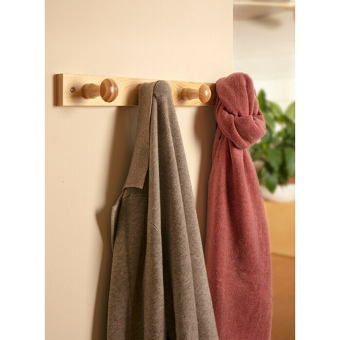 Inofix Perchero 3774 (L x An x Al: 48,8 x 5 x 7,1 cm, Número de ganchos: 4 ud., Miel) | BAUHAUS