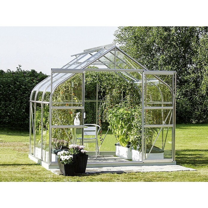 Vitavia Gewächshaus (1,95 x 2,63 x 2,54 m, Glasstärke: 3 mm, Aluminium)