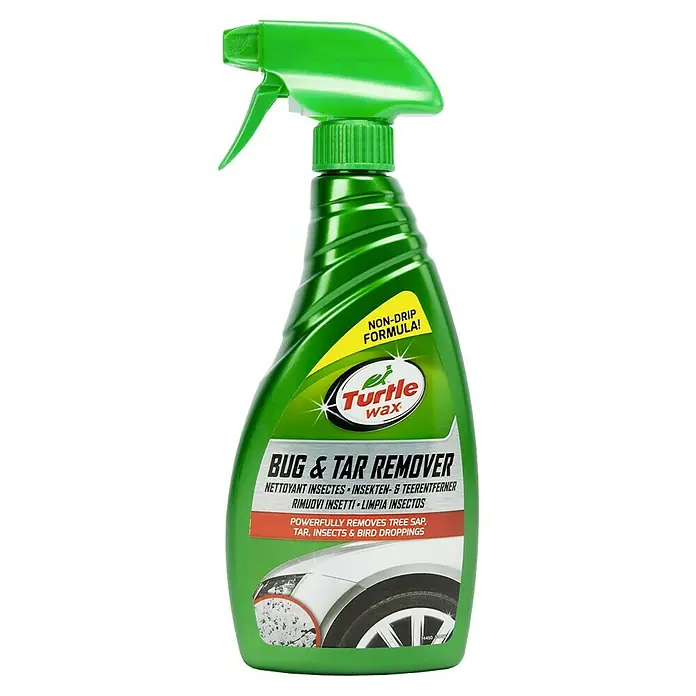 Turtle Wax Eliminador de insectos y resinas de árboles - 500 ml - Esta imagen muestra una botella de Turtle Wax Bug & Tar Remover. Elimina eficazmente la savia de los árboles, el alquitrán, los insectos y los excrementos de aves.
