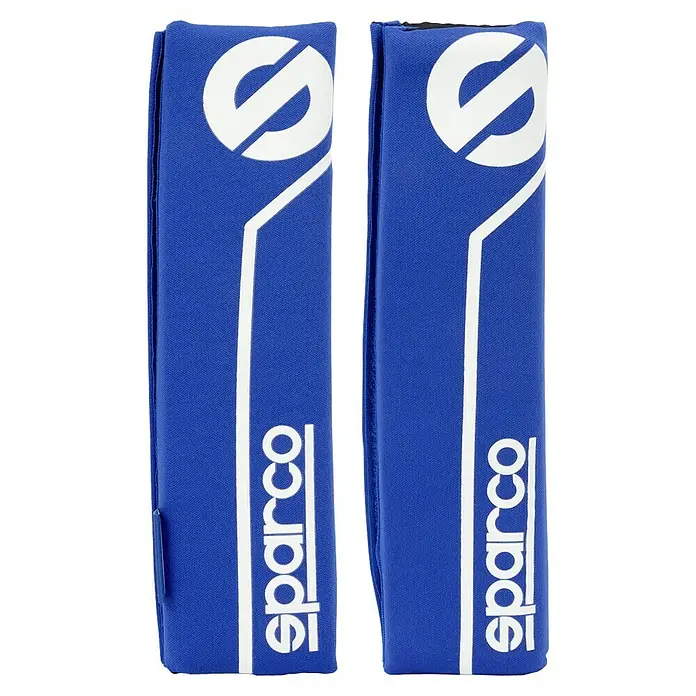 Sparco Almohadillas para cinturón de seguridad - Apto para: Coches, 2 ud. - Par de almohadillas azules Sparco para cinturón de seguridad con logotipo blanco. Comodidad y protección en tus viajes.