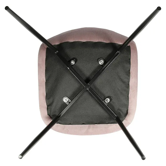 Silla Giulia - Rosa, 4 pzs. - Vista detallada de una silla desde abajo, destacando la construcción robusta y el diseño minimalista de las patas.