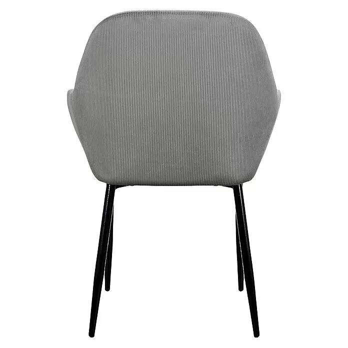Home Deco Factory Silla butaca Giulia - Gris, 2 pzs. - Silla de tela acanalada gris con patas de metal negras.