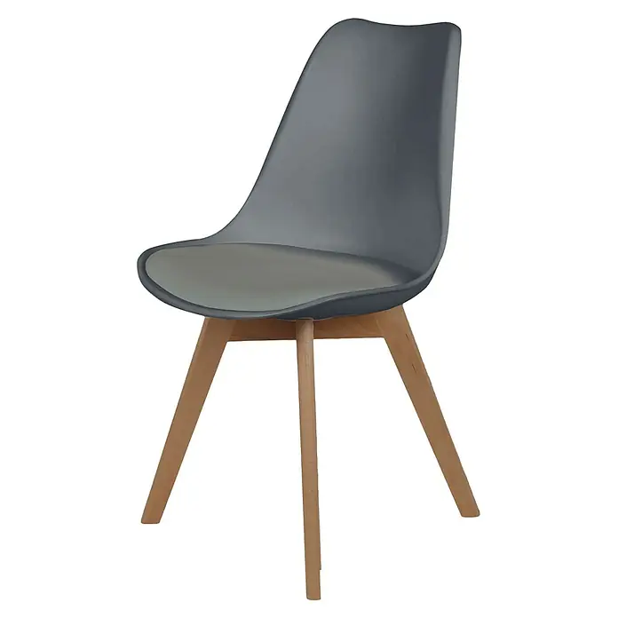 Home Deco Factory Silla Copenhague - Gris, 4 pzs. - Silla de comedor gris con patas de madera, que combina comodidad y estilo. El diseño moderno encaja perfectamente en cualquier comedor.