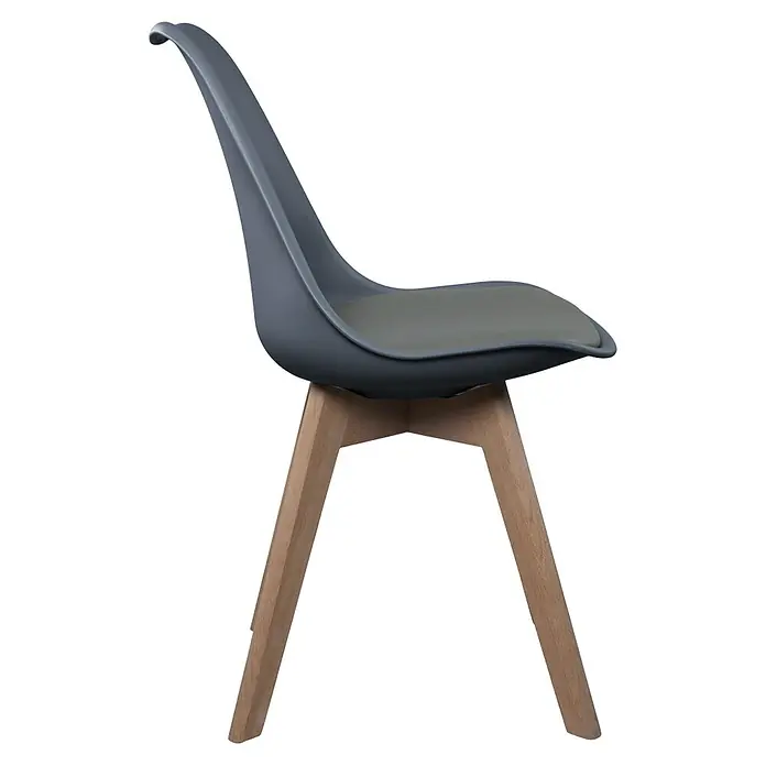 Home Deco Factory Silla Copenhague - Gris, 4 pzs. - Esta elegante silla impresiona con su carcasa de asiento gris y su moderna base de madera. Un verdadero atractivo para cada hogar.