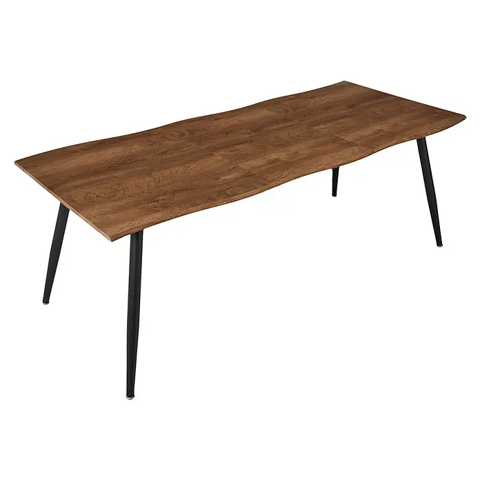 Home Deco Factory Mesa de comedor extensible Black Forest - L x An x Al: 90 x 210 x 75 cm, Negro/Roble - Mesa de comedor de madera con elegantes patas negras, que aporta un toque de estilo moderno y calidez natural a cualquier comedor.