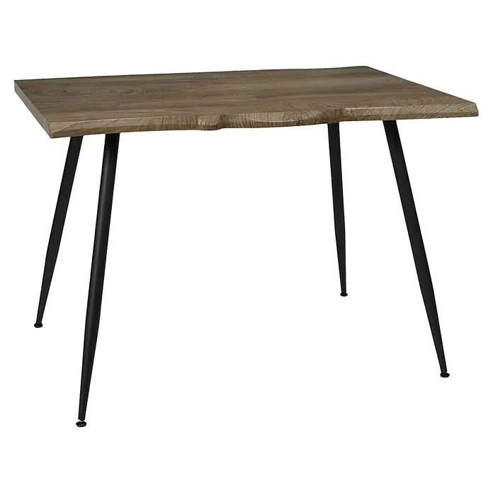 Home Deco Factory Mesa de comedor Black Forest - L x An x Al: 75 x 110 x 75 cm, Negro/Roble - Mesa de comedor moderna con tablero de madera y patas de metal negro, que añade un toque de elegancia a cualquier espacio.