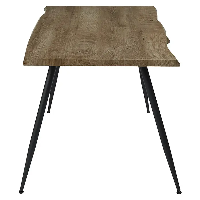 Home Deco Factory Mesa de comedor Black Forest - L x An x Al: 75 x 110 x 75 cm, Negro/Roble - Escritorio con tapa de madera clara y patas metálicas negras elegantes, ideal para un espacio de estudio moderno.