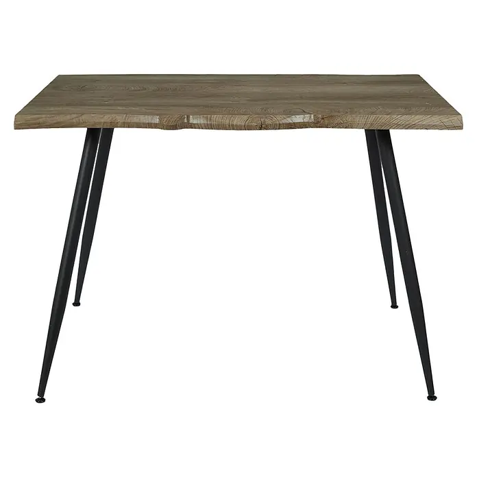 Home Deco Factory Mesa de comedor Black Forest - L x An x Al: 75 x 110 x 75 cm, Negro/Roble - Mesa cuadrada de madera con patas de metal. La mesa tiene un aspecto rústico y es un complemento elegante para cualquier habitación.