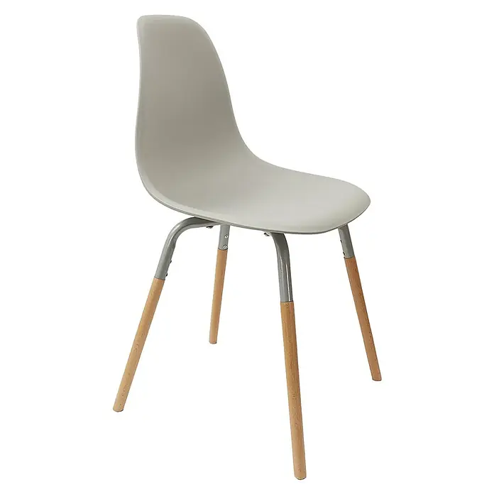 Home Deco Factory Silla Phenix - Gris, 4 pzs. - Una silla moderna con asiento moldeado y patas de madera, ideal para comedores u oficinas con estilo. El mueble combina confort y estética.