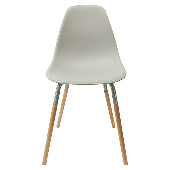 Home Deco Factory Silla Phenix - Gris, 4 pzs. - Elegante silla con patas de madera y carcasa de asiento gris claro. El mueble tiene un diseño minimalista y es ideal para espacios modernos.
