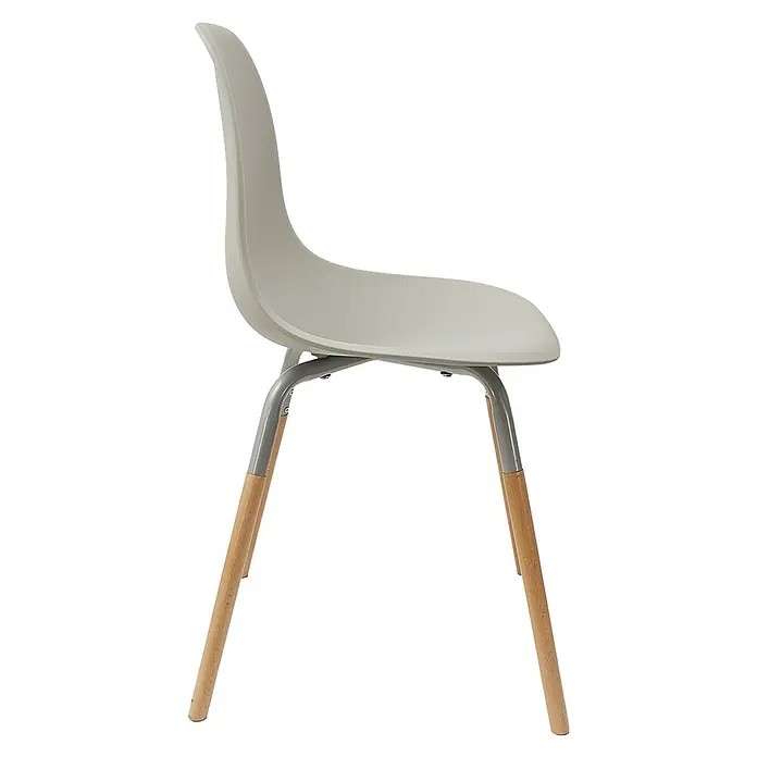 Home Deco Factory Silla Phenix - Gris, 4 pzs. - Silla moderna con asiento gris y patas de madera. Mueble elegante para comedor u oficina con diseño minimalista y asiento cómodo.