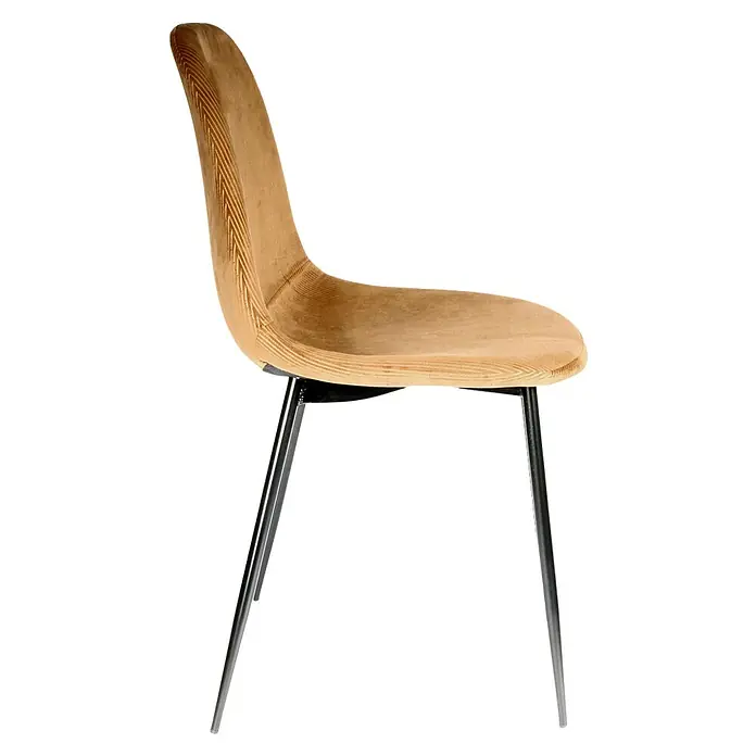 Silla Giulia - Mostaza, 4 pzs. - Diseño elegante: La silla de pana en cálidos tonos marrones impresiona por su forma y sus esbeltas patas metálicas. ¡Un punto de atracción para cada habitación!
