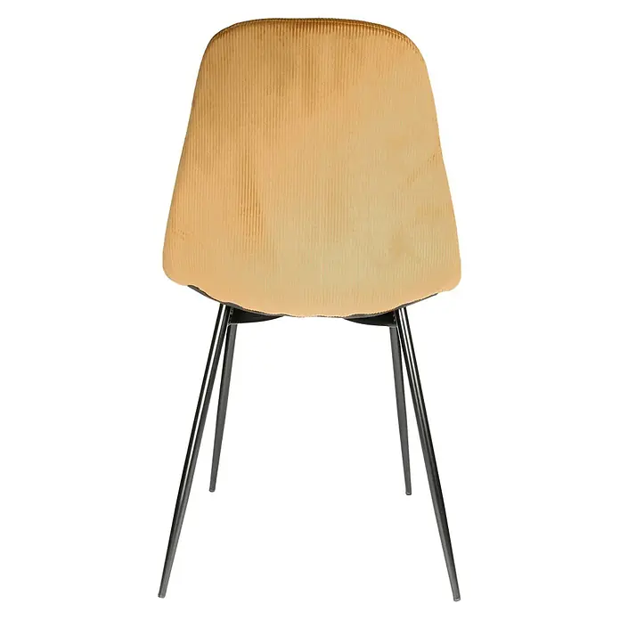 Silla Giulia - Mostaza, 4 pzs. - Esta silla color mostaza con patas de metal ofrece comodidad y estilo para cualquier hogar moderno. La tapicería vertical añade un toque elegante.