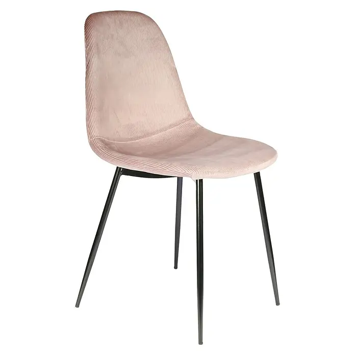 Silla Giulia - Rosa, 4 pzs. - Una elegante silla rosa con un diseño estiloso y patas negras y elegantes. Ideal para espacios de estar modernos.
