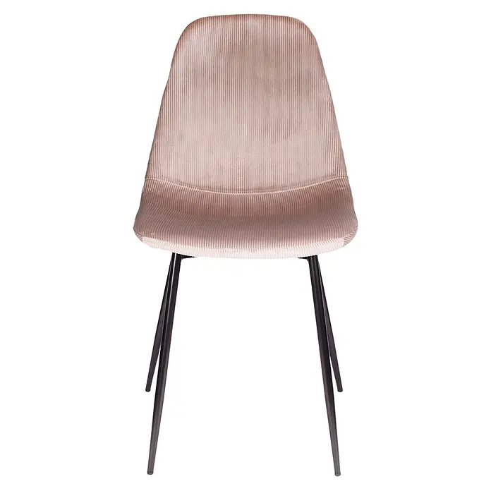 Silla Giulia - Rosa, 4 pzs. - Esta silla de pana en rosa empolvado con patas delgadas y oscuras combina comodidad y estilo. Ideal para espacios modernos.