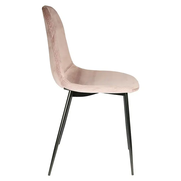 Silla Giulia - Rosa, 4 pzs. - Elegante silla con tapizado de terciopelo rosa y esbeltas patas metálicas. Un mueble elegante para espacios modernos.