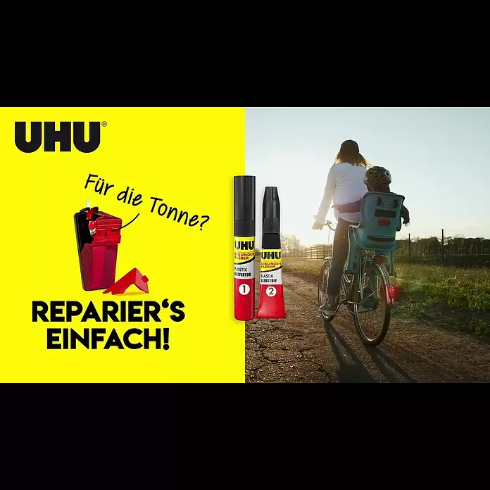 UHU Sekundenkleber blitzschnell Plastik - 2 g, Flüssig - UHU Bikelight Video 16 9 DE