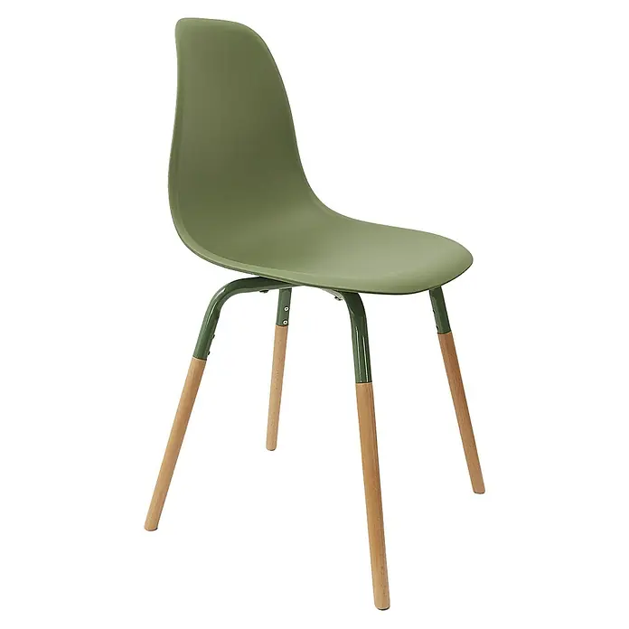 Silla Phenix - Verde, 4 pzs. - Esta silla de color verde oliva con patas de madera es moderna y elegante. El mueble ideal para cualquier habitación.