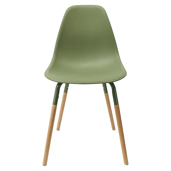 Silla Phenix - Verde, 4 pzs. - Una silla de color verde oliva con patas de madera. El diseño elegante la convierte en una pieza de mobiliario elegante para cualquier habitación.