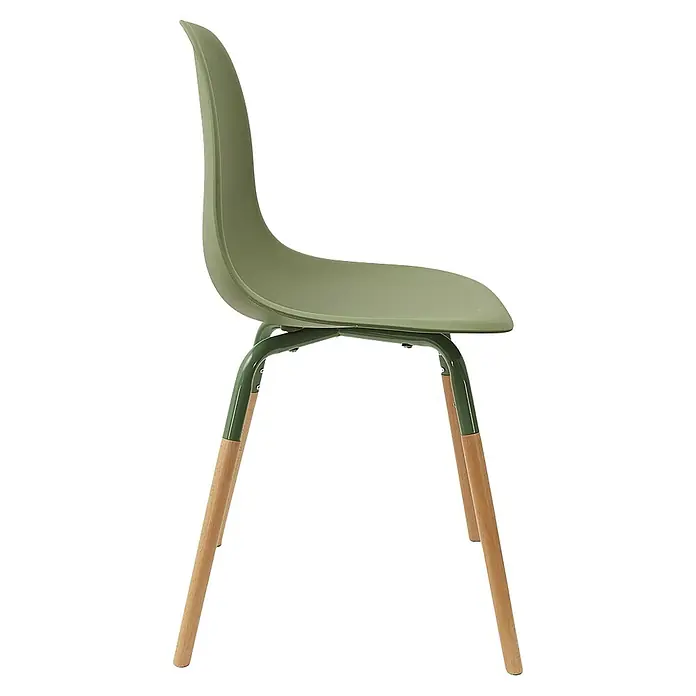Silla Phenix - Verde, 4 pzs. - En la imagen se muestra una silla de color verde oliva con patas de madera. Un mueble elegante y cómodo que aporta un toque de color a cualquier estancia.