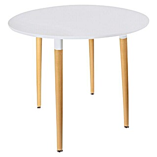 Mesa de comedor Mobilier Design (76 x 74 cm, Blanco/Haya)