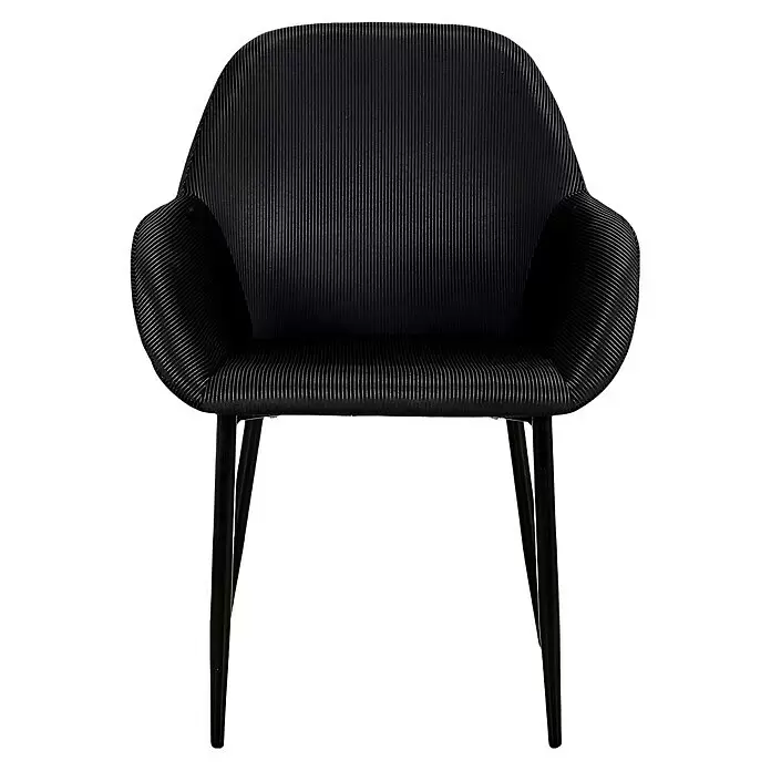 Silla butaca Giulia - Negro, 2 pzs. - Silla negra con textura acanalada en asiento y respaldo, y patas negras elegantes.