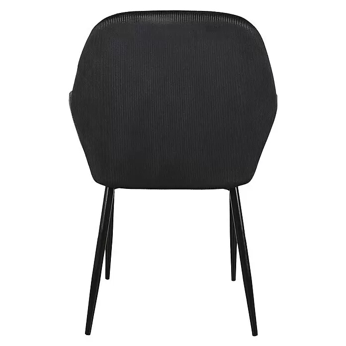 Silla butaca Giulia - Negro, 2 pzs. - Silla negra con respaldo de tela acanalada y elegantes patas de metal negro.