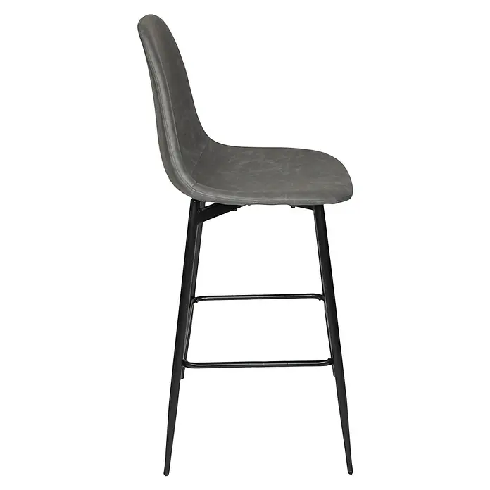 Home Deco Factory Taburete de cocina Amber - Gris, 2 pzs. - Este taburete de bar gris con elegantes patas negras es una opción de asiento elegante para interiores contemporáneos.