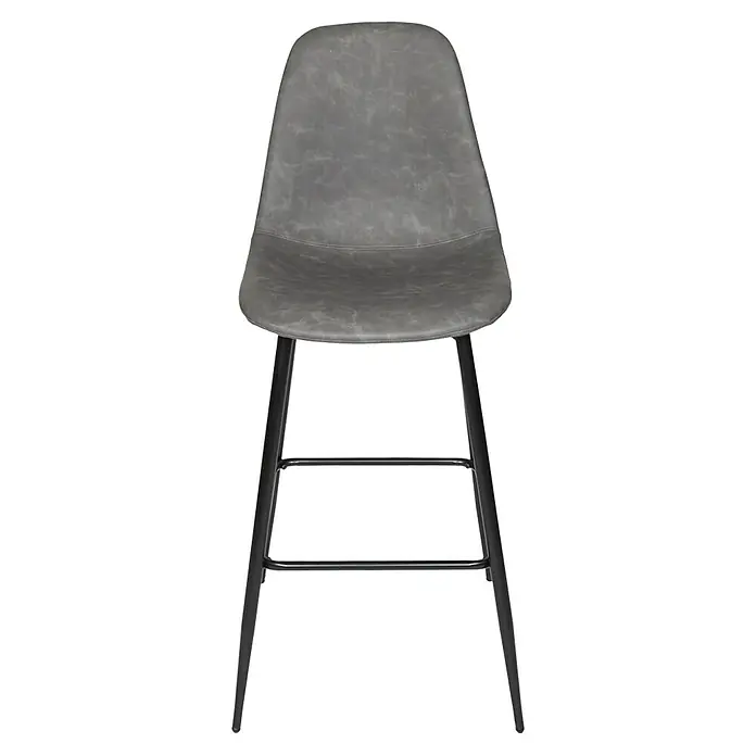 Home Deco Factory Taburete de cocina Amber - Gris, 2 pzs. - Taburete de bar moderno con asiento acolchado gris y elegante estructura metálica, perfecto para añadir estilo a tu espacio.