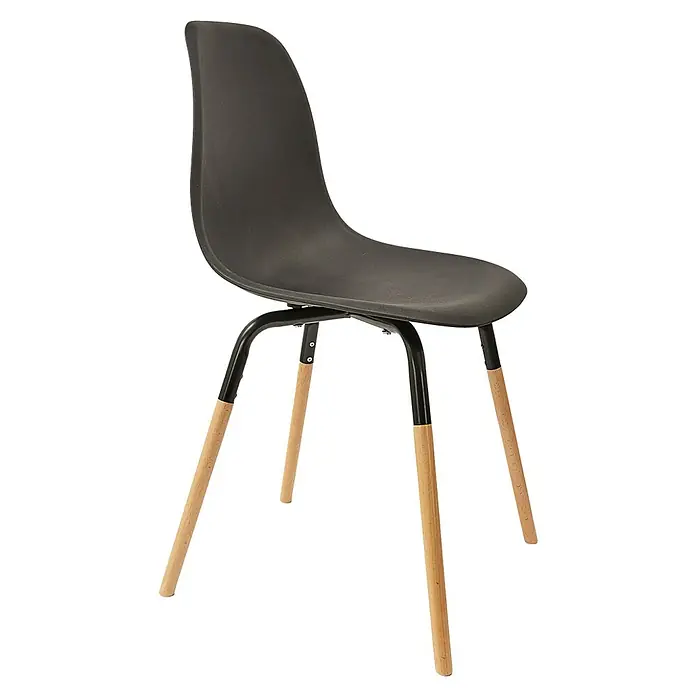 Silla Phenix - Negro, 4 pzs. - Silla gris con patas de madera, un mueble moderno que combina confort y estilo. Perfecta para cualquier hogar u oficina.