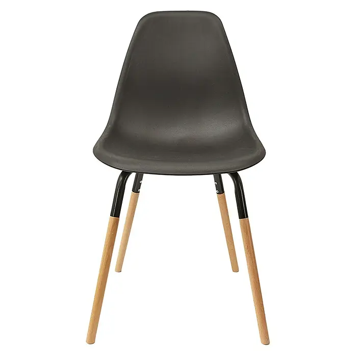 Silla Phenix - Negro, 4 pzs. - Silla de diseño negra con patas de madera. Esta silla combina estética moderna con calidez natural, convirtiéndola en un atractivo en cualquier habitación.