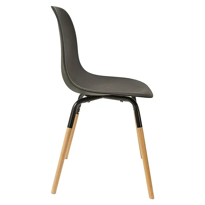 Silla Phenix - Negro, 4 pzs. - Silla negra con patas de madera. El mueble es apto para el comedor y convence con su diseño sencillo.