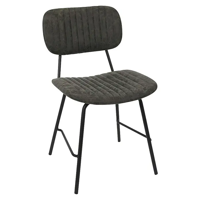 Silla Taylor - Gris, 2 pzs. - Silla de comedor tapizada en gris con tela acolchada y estructura de metal negro. Asiento elegante para el comedor.