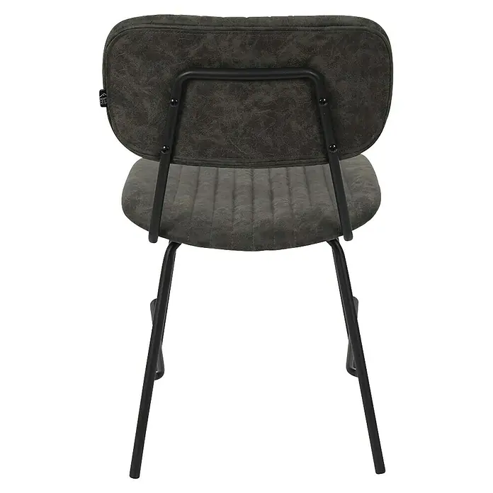 Silla Taylor - Gris, 2 pzs. - Vista posterior de una silla de comedor gris con respaldo y asiento tapizados, sostenida por una elegante estructura metálica negra.