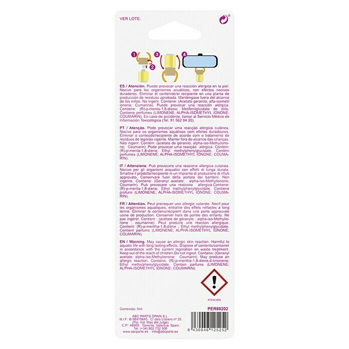 Ambientador de coche para colgar (Fresa)