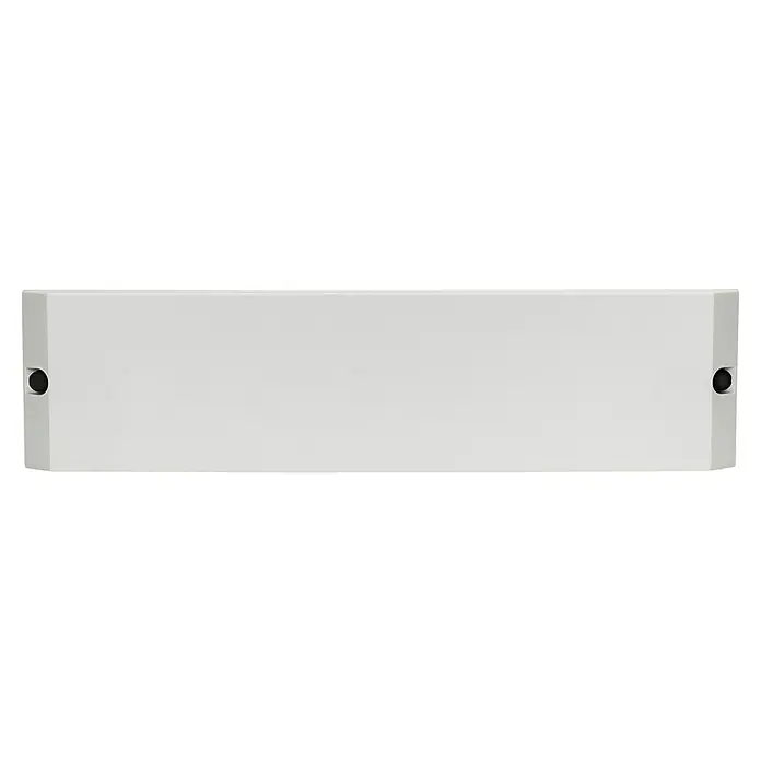 Regelklemmleiste - 230 V - Weiße Wandleuchte mit Schraubenlöchern an den Seiten. Schlichtes Design für moderne Innenräume.