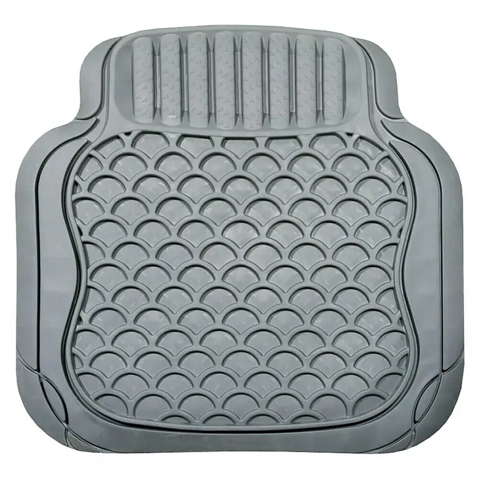 Goodyear Juego de alfombrillas para coche - 4 pzs., Gris - Alfombrilla de coche gris con patrón de escamas de pescado y bordes elevados para una protección óptima contra la suciedad.