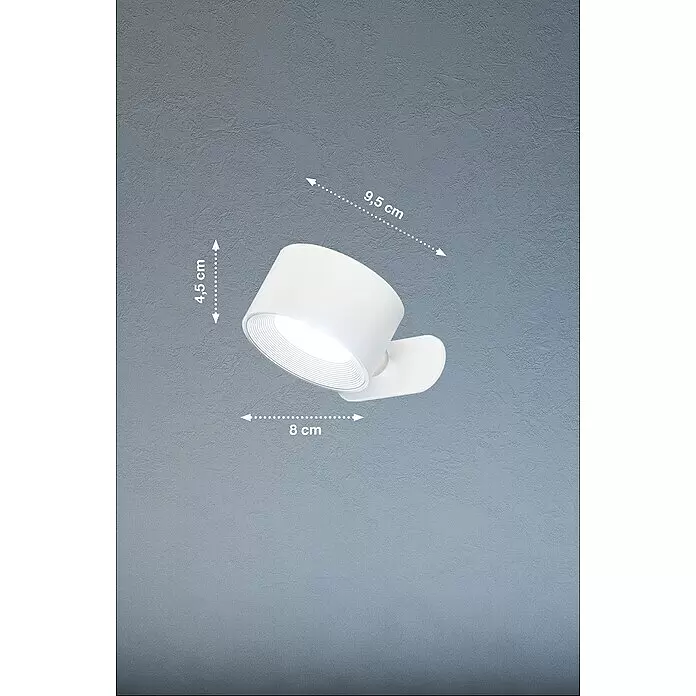 FHL easy Magnetic Akku-Wandleuchte - 9,5 x 8 x 4,5 cm, Weiß, Mehrfarbig, 2 W, IP20 - Weißer, verstellbarer LED-Deckenstrahler mit angegebenen Maßen.