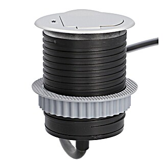 UniTEC Einbausteckdose Tischsteckdose mit USB C (Schwarz, Silber, Kabellänge: 1,5 m)