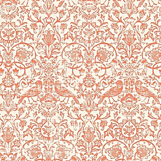 Marburg Heritage Vliestapete Allover mit Tieren & Blumen (Beige/Rot, Floral, 10,05 x 0,53 m)