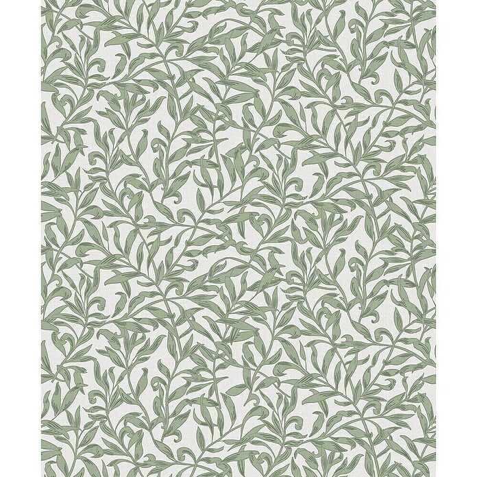 Marburg Heritage Vliestapete Blätterranken-Allover (Grün/Grau, Floral, 10,05 x 0,53 m)