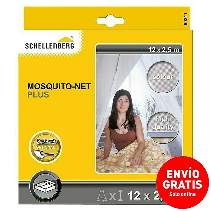 Schellenberg Mosquito Net Mosquitera Plus (An x Al: 250 x 120 cm, Blanco, Fijación por gancho, Cama)