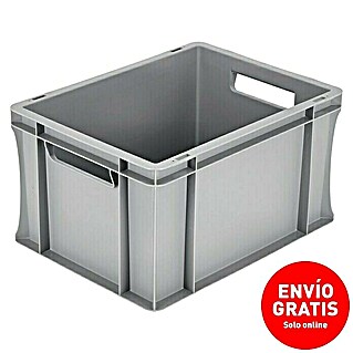 BAUHAUS Caja Euro (L x An x Al: 40 x 30 x 22 cm, 21 l, Se puede cerrar, Apilable, Gris)