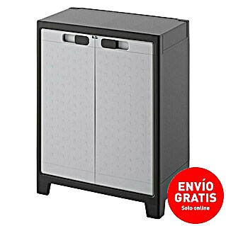 Regalux Space Line Armario multiusos de plástico  (L x An x Al: 44 x 80 x 100 cm, Número de puertas: 2 ud., Gris/Negro)